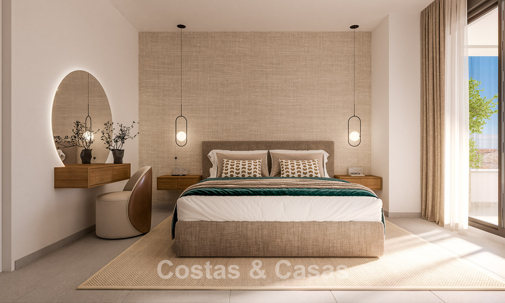Nuevo proyecto de diseño contemporáneo con apartamentos de lujo en venta con impresionantes vistas al mar en Marbella Este 800516