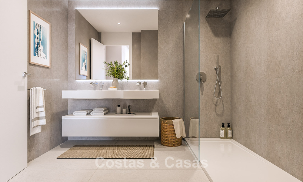 Nuevo proyecto de diseño contemporáneo con apartamentos de lujo en venta con impresionantes vistas al mar en Marbella Este 800517