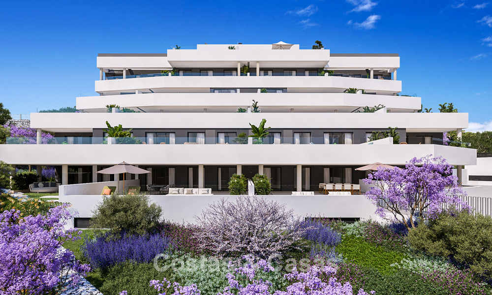 Nuevo proyecto de diseño contemporáneo con apartamentos de lujo en venta con impresionantes vistas al mar en Marbella Este 800518