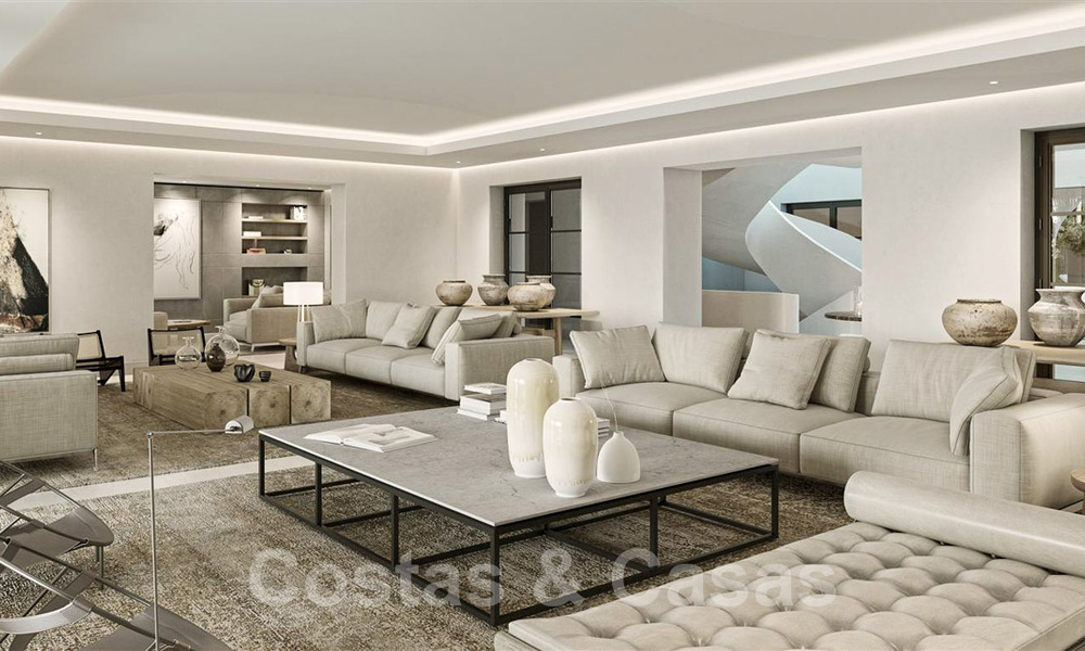 Parcela con proyecto y con licencia para un majestuosa y contemporánea villa mediterránea de lujo en venta con impresionantes vistas al mar en la exclusiva Cascada de Camoján en Marbella 38049