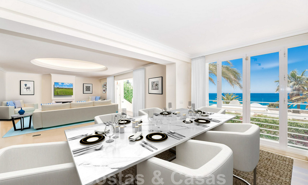 Preciosa y auténtica casa en segunda línea de playa en venta con impresionantes vistas al mar en una urbanización privada en la Milla de Oro, Marbella 38592