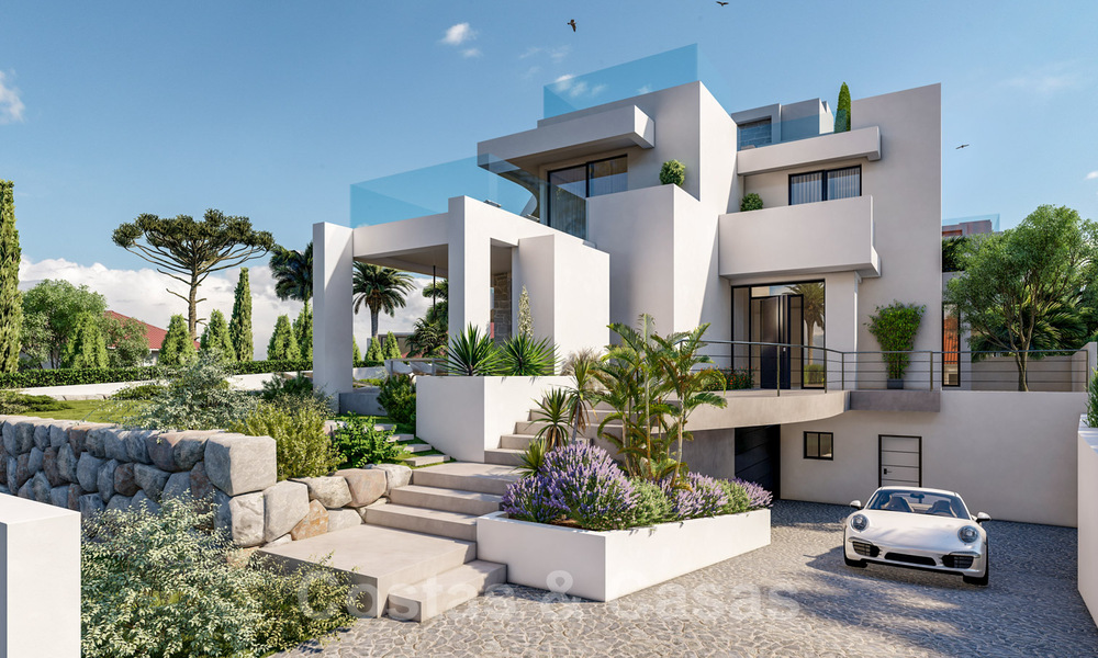Lujosas y modernas villas de nueva construcción en venta a un paso de la playa con vistas al mar en Marbella Este 39817