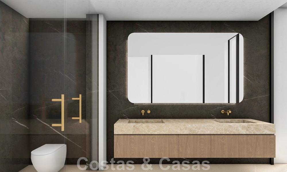 Lujosas y modernas villas de nueva construcción en venta a un paso de la playa con vistas al mar en Marbella Este 44076