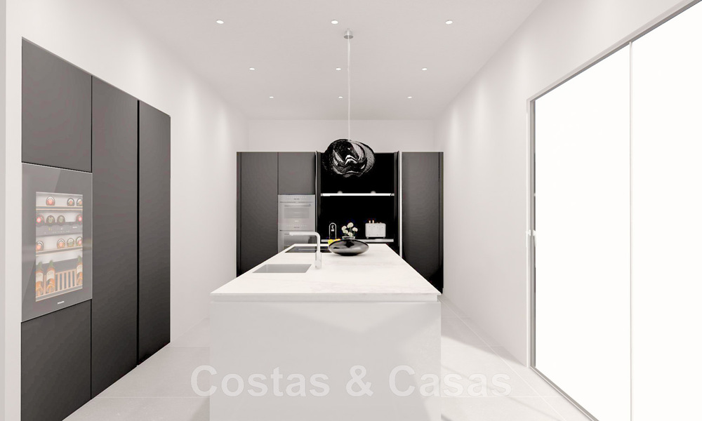 Lujosas y modernas villas de nueva construcción en venta a un paso de la playa con vistas al mar en Marbella Este 44080