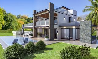 Villas arquitectónicas, modernas, de primera línea de golf, en venta en Nueva Andalucía, Marbella 39821 