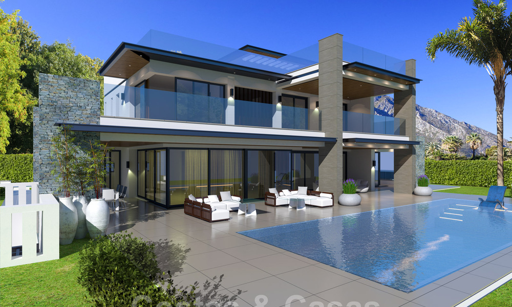 Villas arquitectónicas, modernas, de primera línea de golf, en venta en Nueva Andalucía, Marbella 39822