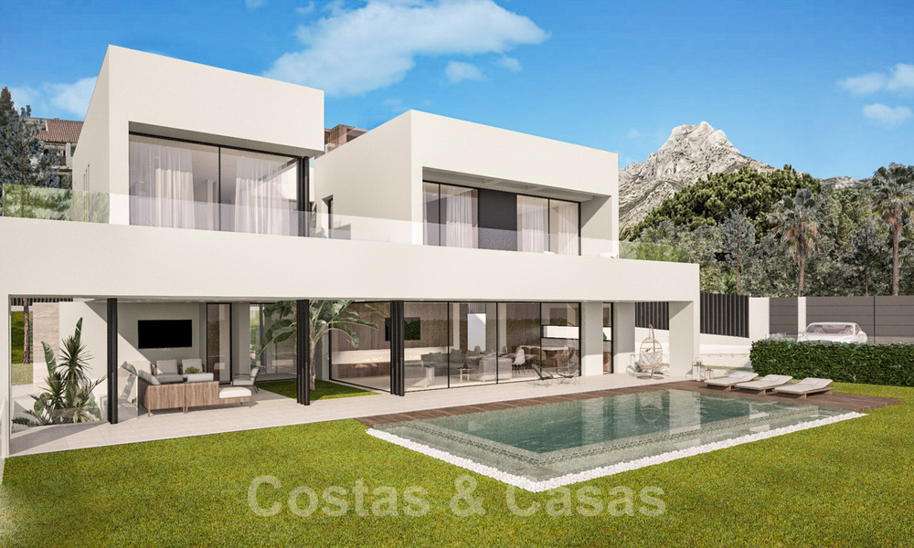 Modernas y contemporáneas villas, de nueva construcción, en venta, en el centro de la Milla de Oro de Marbella 40347