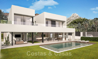 Modernas y contemporáneas villas, de nueva construcción, en venta, en el centro de la Milla de Oro de Marbella 40347 