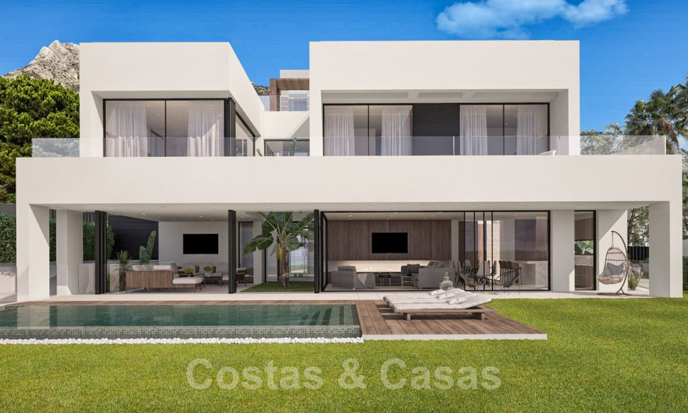 Modernas y contemporáneas villas, de nueva construcción, en venta, en el centro de la Milla de Oro de Marbella 40348