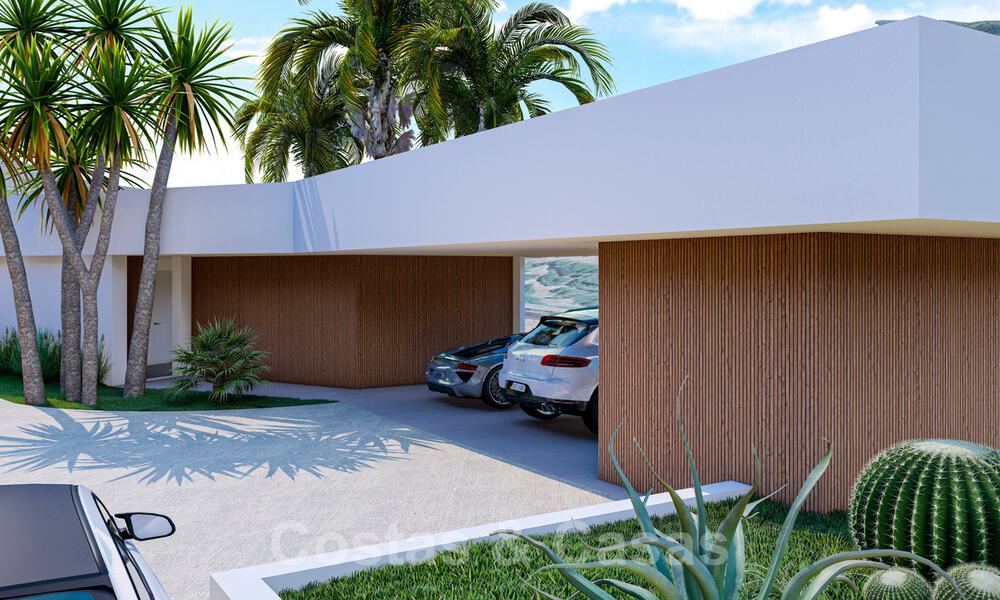 Villa contemporánea y moderna en venta, ubicada en un entorno natural, con impresionantes vistas al valle y al mar, en un complejo cerrado en Benahavis - Marbella 40504