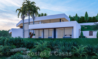 Villa contemporánea y moderna en venta, ubicada en un entorno natural, con impresionantes vistas al valle y al mar, en un complejo cerrado en Benahavis - Marbella 40512 