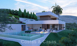Villa contemporánea y moderna en venta, ubicada en un entorno natural, con impresionantes vistas al valle y al mar, en un complejo cerrado en Benahavis - Marbella 40513 