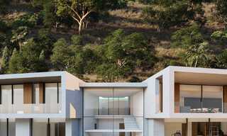 Villa contemporánea y moderna en venta, ubicada en un entorno natural, con impresionantes vistas al valle y al mar, en un complejo cerrado en Benahavis - Marbella 778058 