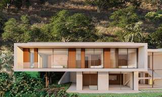 Villa contemporánea y moderna en venta, ubicada en un entorno natural, con impresionantes vistas al valle y al mar, en un complejo cerrado en Benahavis - Marbella 778061 
