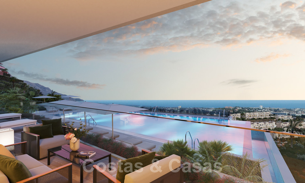 Nuevos y modernos apartamentos de lujo en venta con vistas panorámicas al mar en Marbella - Benahavis 41175