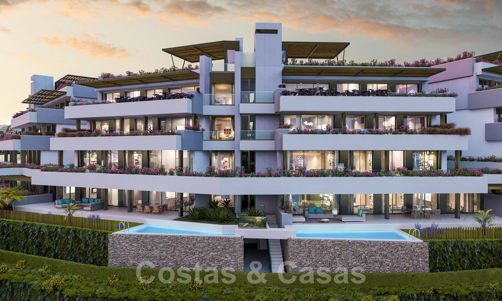 Nuevos y modernos apartamentos de lujo en venta con vistas panorámicas al mar en Marbella - Benahavis 41178
