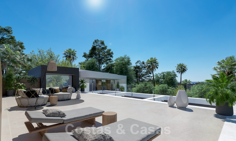 Se vende villa de diseño sobre plano, con solárium, a poca distancia de la playa en la elegante Guadalmina Baja en Marbella 42578