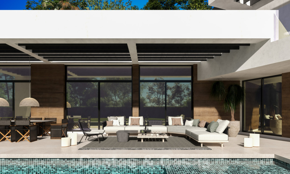 Se vende villa de diseño sobre plano, con solárium, a poca distancia de la playa en la elegante Guadalmina Baja en Marbella 42582