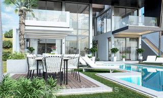 Nuevas y modernas villas de lujo en venta con jacuzzi en el solárium, en una exclusiva zona de golf en Benahavis - Marbella 43413 