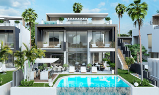 Nuevas y modernas villas de lujo en venta con jacuzzi en el solárium, en una exclusiva zona de golf en Benahavis - Marbella 43417 