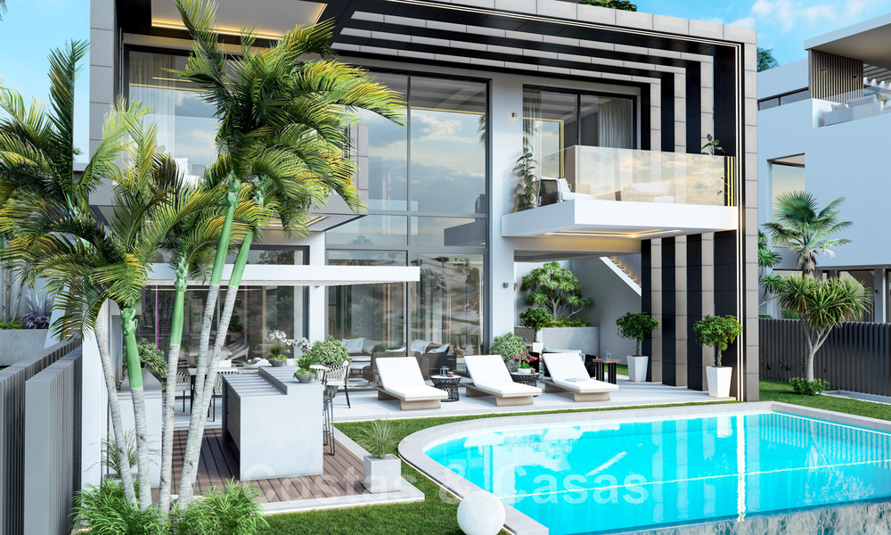 Nuevas y modernas villas de lujo en venta con jacuzzi en el solárium, en una exclusiva zona de golf en Benahavis - Marbella 43421