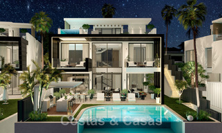Nuevas y modernas villas de lujo en venta con jacuzzi en el solárium, en una exclusiva zona de golf en Benahavis - Marbella 43424 