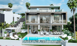 Nuevas y modernas villas de lujo en venta con jacuzzi en el solárium, en una exclusiva zona de golf en Benahavis - Marbella 43425 