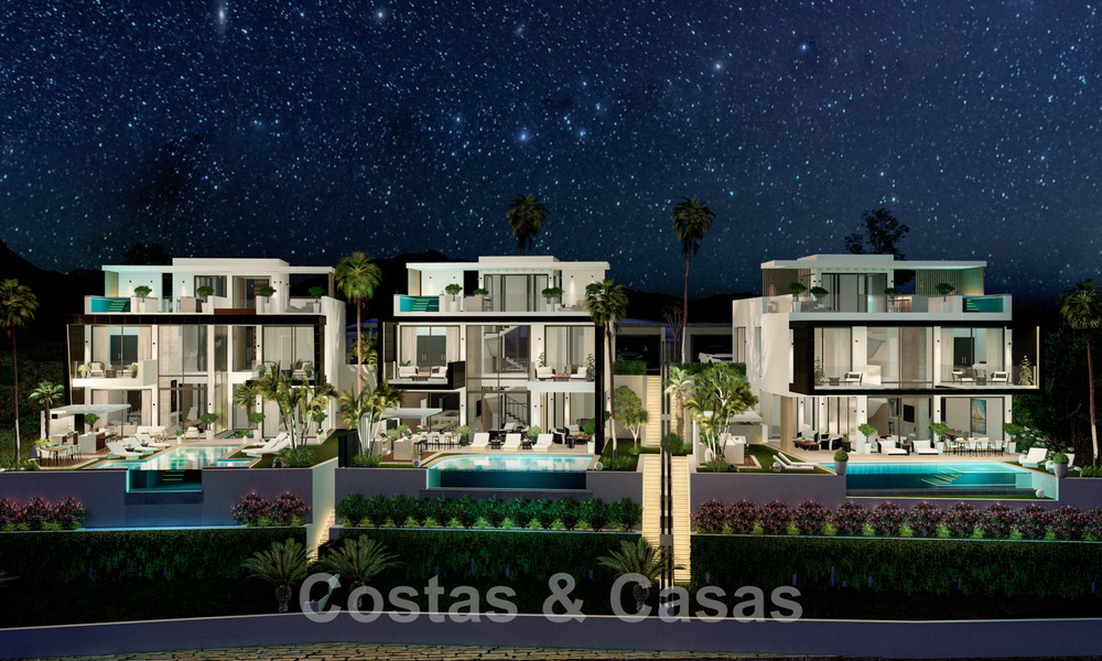 Nuevas y modernas villas de lujo en venta con jacuzzi en el solárium, en una exclusiva zona de golf en Benahavis - Marbella 43434