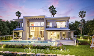 Nuevas villas modernistas de lujo en venta, con privacidad y vistas al mar, en una comunidad privada en las colinas de Marbella 43383 