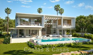 Nuevas villas modernistas de lujo en venta, con privacidad y vistas al mar, en una comunidad privada en las colinas de Marbella 43387 