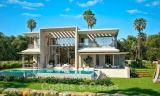 Nuevas villas modernistas de lujo en venta, con privacidad y vistas al mar, en una comunidad privada en las colinas de Marbella 52436 