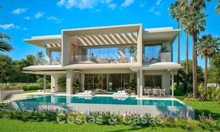 Nuevas villas modernistas de lujo en venta, con privacidad y vistas al mar, en una comunidad privada en las colinas de Marbella 52438 