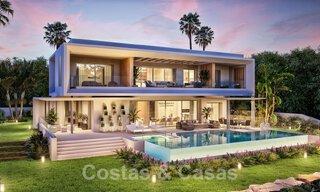 Nuevas villas modernistas de lujo en venta, con privacidad y vistas al mar, en una comunidad privada en las colinas de Marbella 52439 