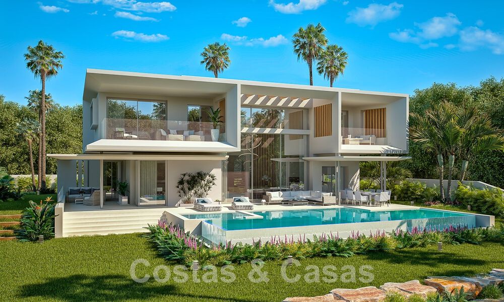 Nuevas villas modernistas de lujo en venta, con privacidad y vistas al mar, en una comunidad privada en las colinas de Marbella 52440