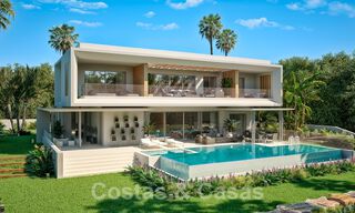 Nuevas villas modernistas de lujo en venta, con privacidad y vistas al mar, en una comunidad privada en las colinas de Marbella 52443 