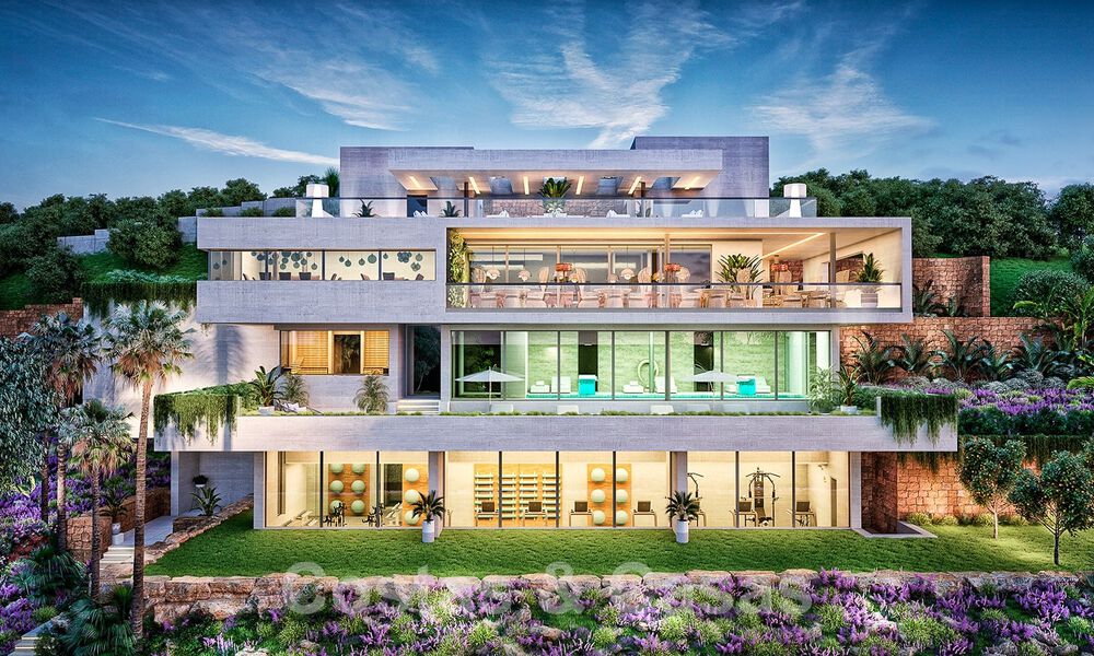 Nuevas villas modernistas de lujo en venta, con privacidad y vistas al mar, en una comunidad privada en las colinas de Marbella 52445
