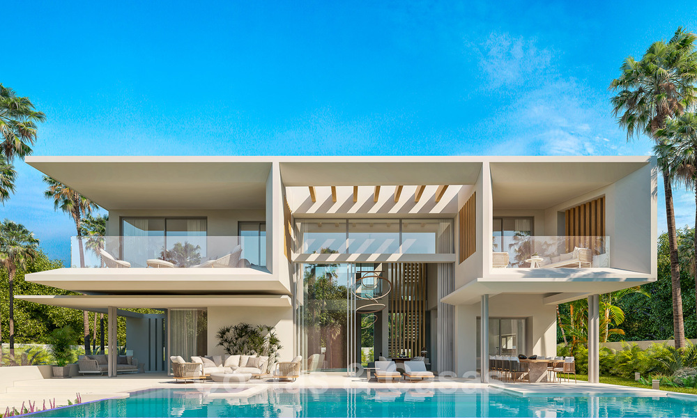 Nuevas villas modernistas de lujo en venta, con privacidad y vistas al mar, en una comunidad privada en las colinas de Marbella 52449
