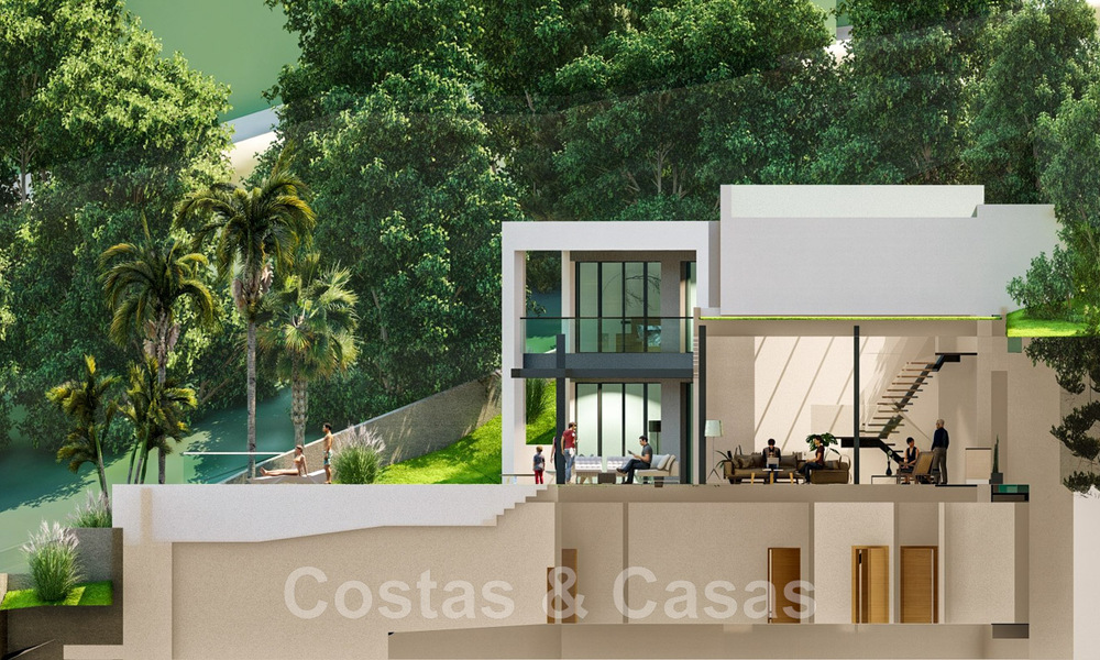 2 Parcelas + proyecto de construcción exclusivo en venta para una majestuosa villa contemporánea en Nueva Andalucía, Marbella 43926