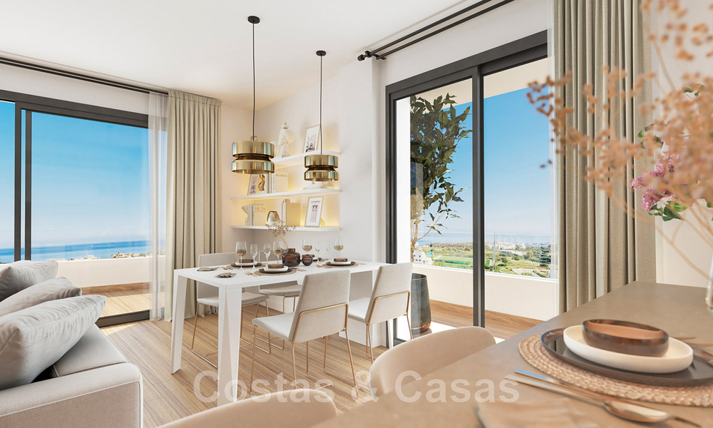 Se venden lujosos apartamentos nuevos de estilo contemporáneo con amplia terraza y vistas panorámicas al mar en Estepona centro 44290