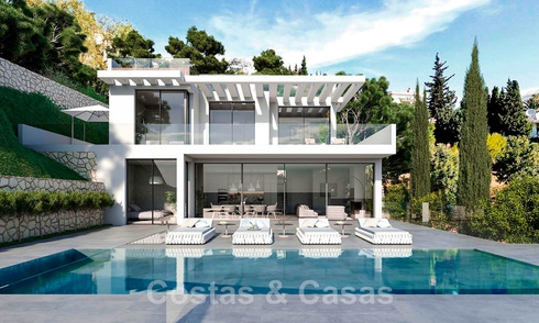 Nueva villa de diseño modernista en venta con fenomenales vistas al mar a poca distancia de la playa en Benalmádena, Costa del Sol 44580