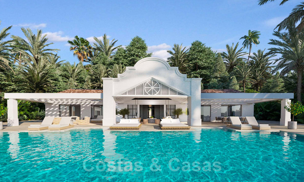 Se vende villa de lujo mediterránea de estilo ibicenco, ubicada en una zona residencial de alta categoría en el corazón de Nueva Andalucía, Marbella 44619
