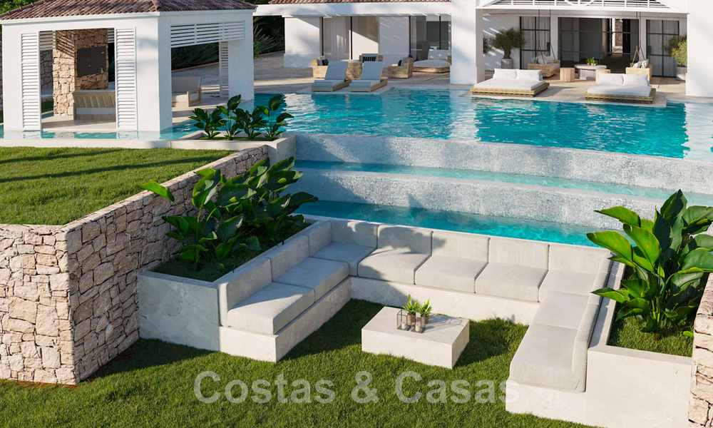 Se vende villa de lujo mediterránea de estilo ibicenco, ubicada en una zona residencial de alta categoría en el corazón de Nueva Andalucía, Marbella 44621