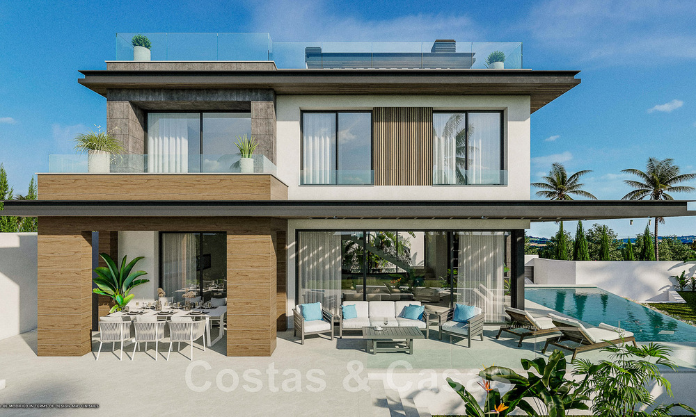Elegantes y modernas villas de nueva construcción en venta con vistas panorámicas cerca del golf en el valle de Mijas en la Costa del Sol 49061