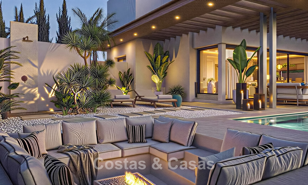 Elegantes y modernas villas de nueva construcción en venta con vistas panorámicas cerca del golf en el valle de Mijas en la Costa del Sol 795604