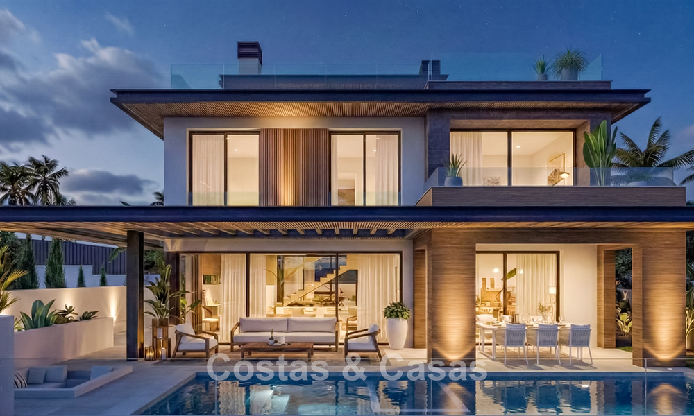 Elegantes y modernas villas de nueva construcción en venta con vistas panorámicas cerca del golf en el valle de Mijas en la Costa del Sol 795609