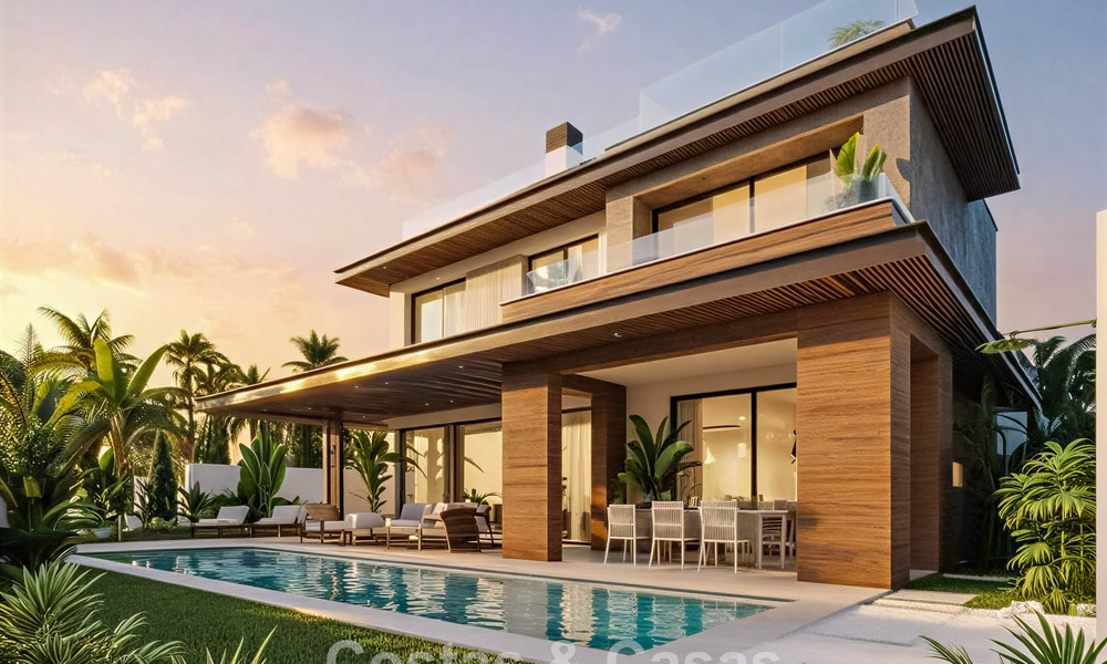 Elegantes y modernas villas de nueva construcción en venta con vistas panorámicas cerca del golf en el valle de Mijas en la Costa del Sol 795611