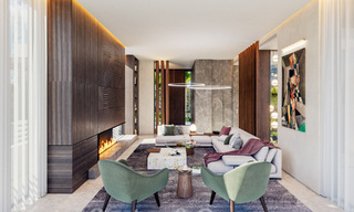 Nueva villa de diseño en venta con arquitectura moderna e impresionantes vistas al mar en la codiciada Milla de Oro de Marbella 47097 