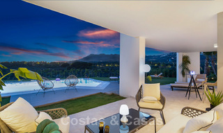 Amplia villa de lujo en venta, diseñada en estilo arquitectónico moderno, con vistas al golf y al mar en un complejo de golf cerrado justo al este del centro de Marbella 47336 