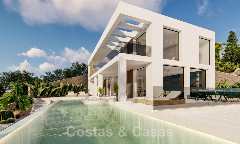 Nueva villa de diseño en venta con vistas panorámicas al mar en zona tranquila a poca distancia de la playa en Manilva, Costa del Sol 48059