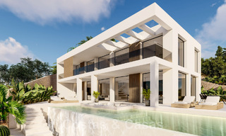 Nueva villa de diseño en venta con vistas panorámicas al mar en zona tranquila a poca distancia de la playa en Manilva, Costa del Sol 48072 